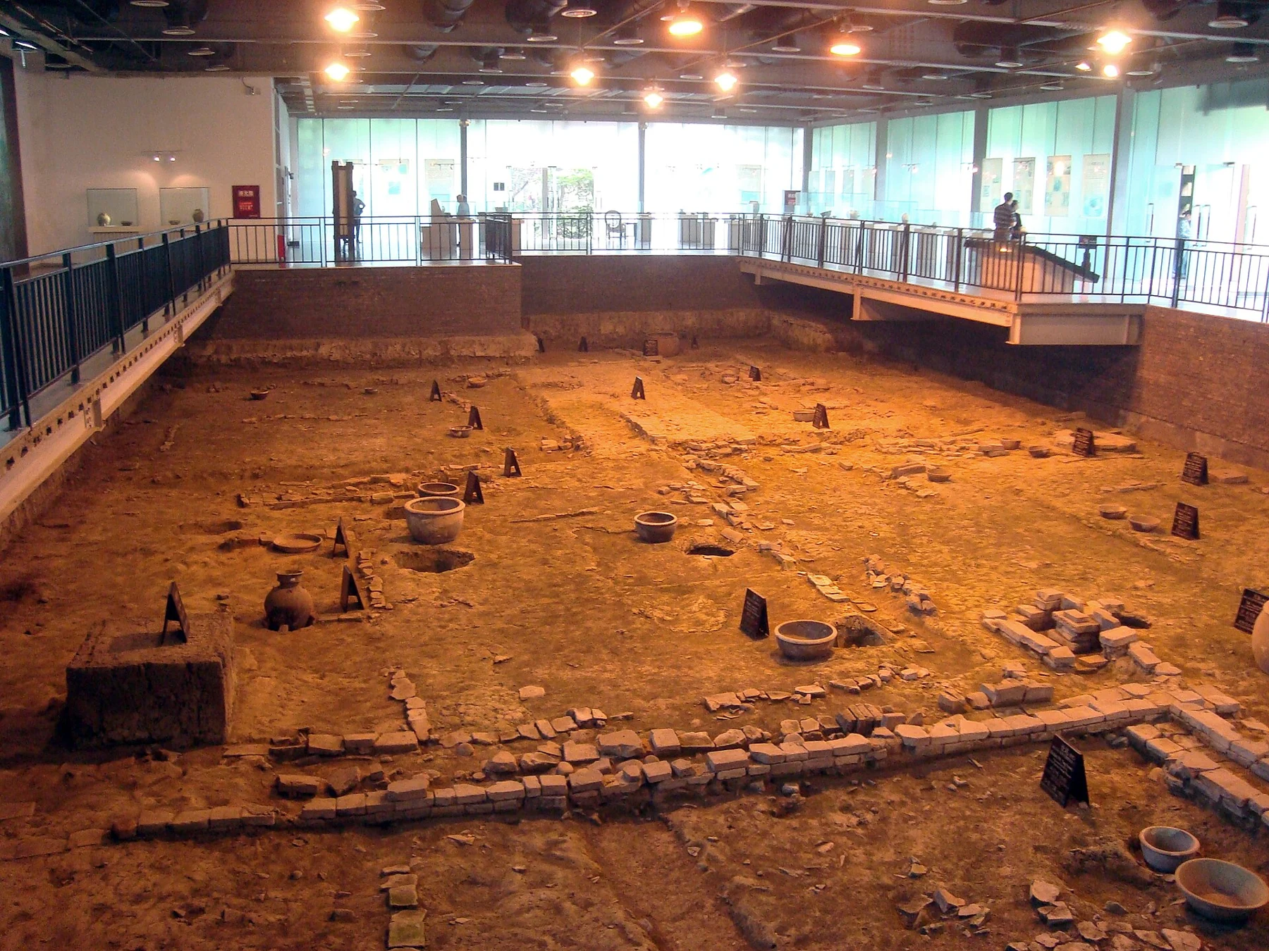 The indoor archaeological excavation display, photographed in June 2012.