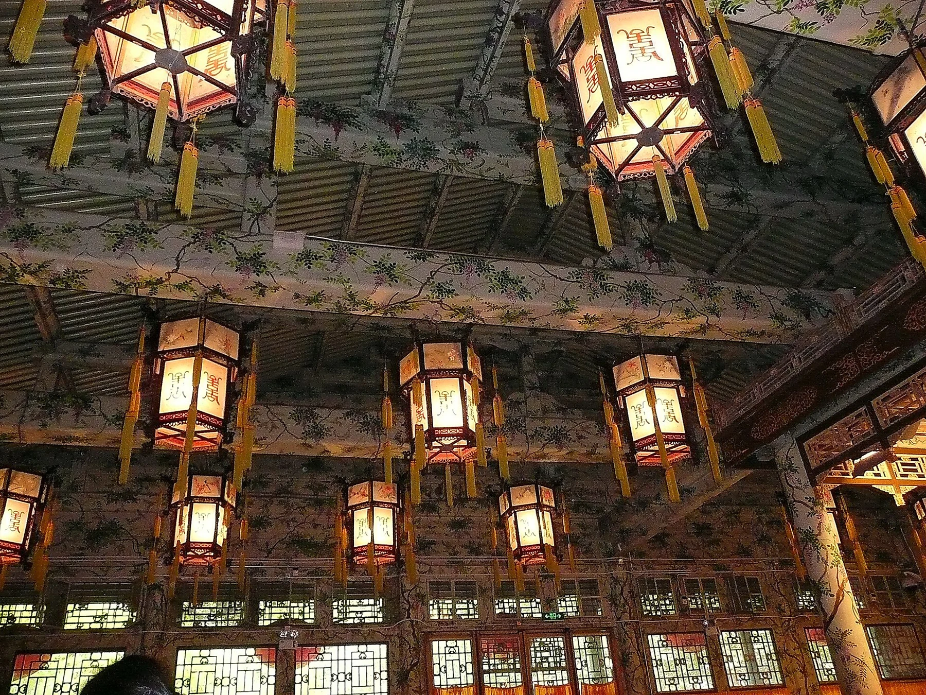 The decorated interior and stage of the Grand Theatre at Prince Kung’s Palace.