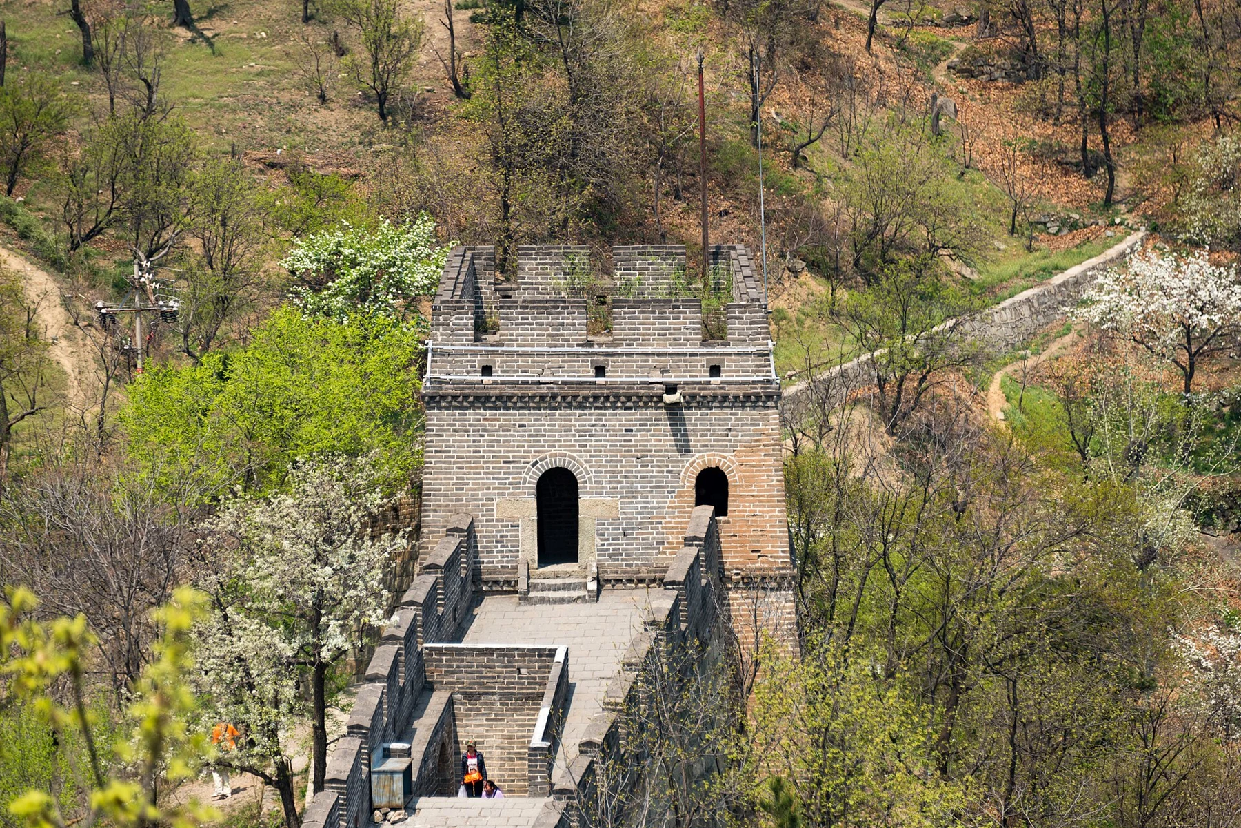 Brickwork, battlements and a walking surface on the Mutianyu Great Wall.