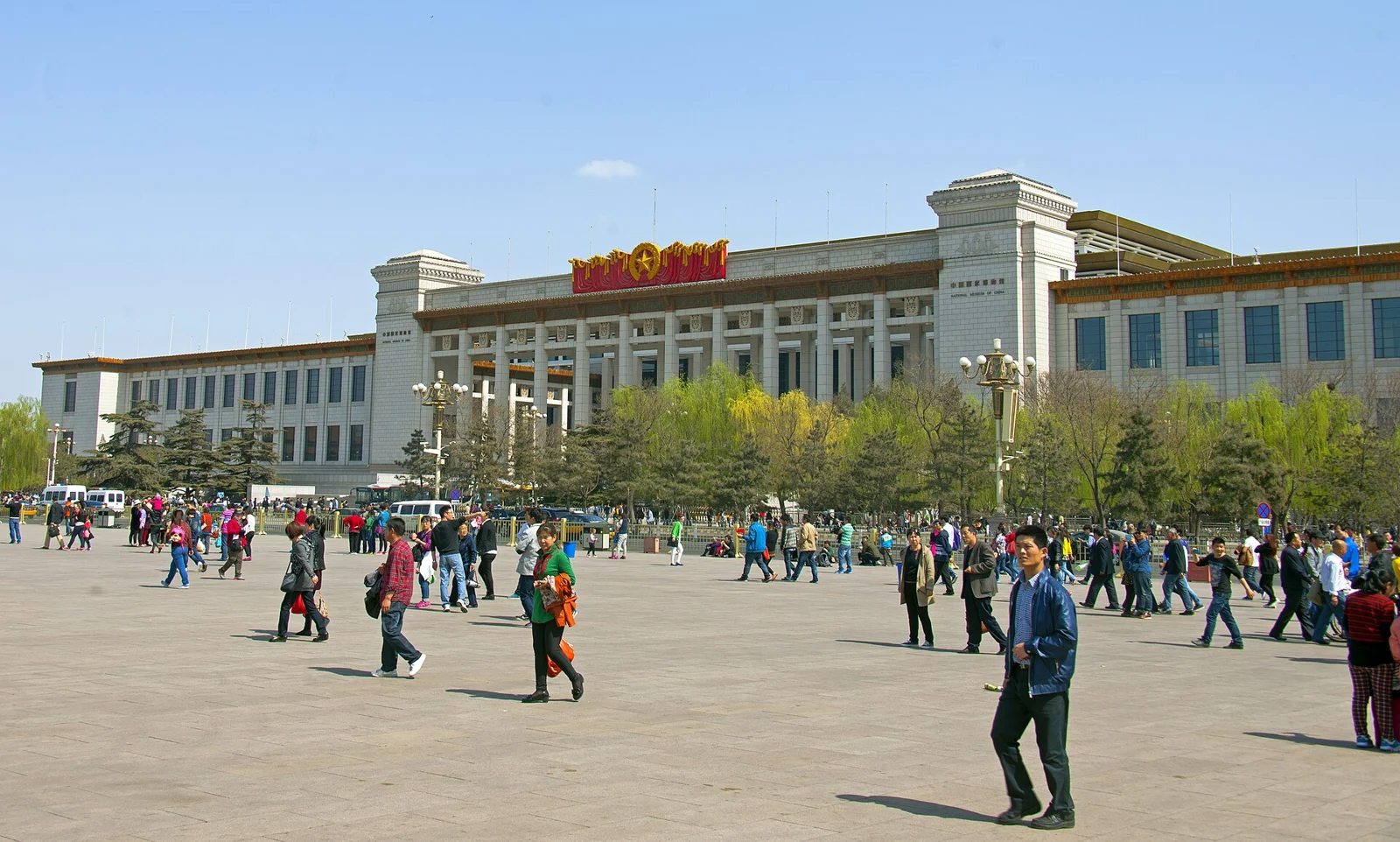 The long stone western facade of the National Museum of China, seen across Tian’anmen Square in 2014.