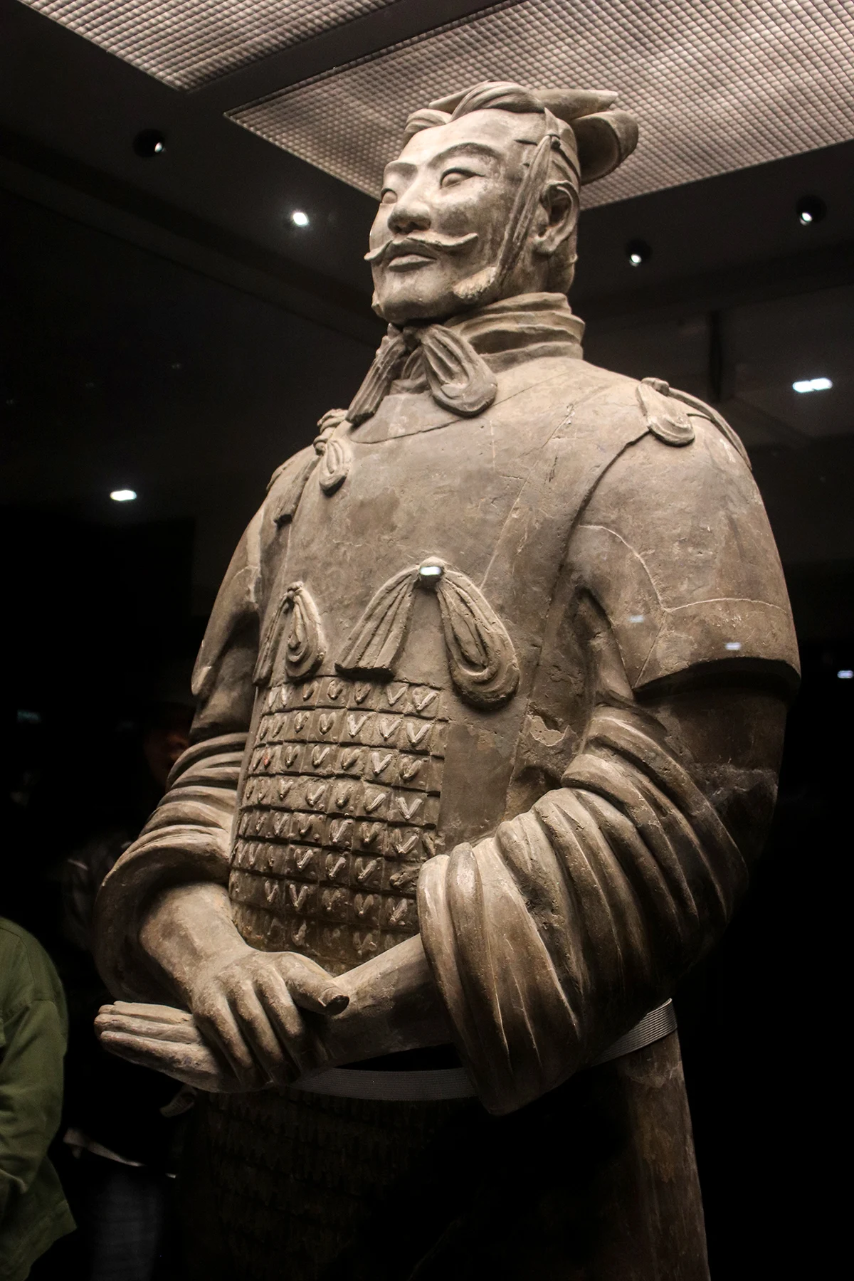A terracotta high-ranking officer with distinctive clothing