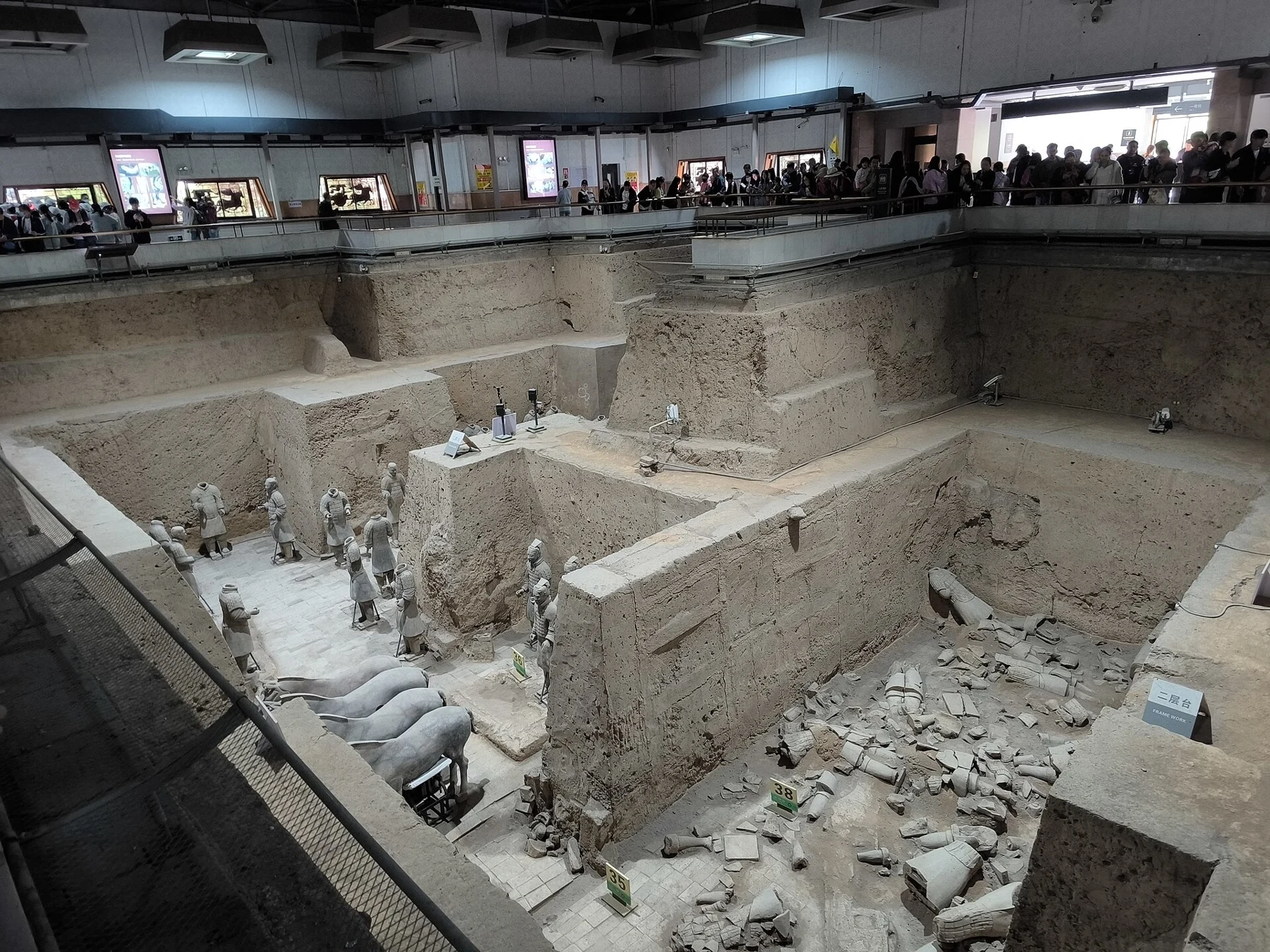 Warriors and horses in the smaller Pit 3 excavation