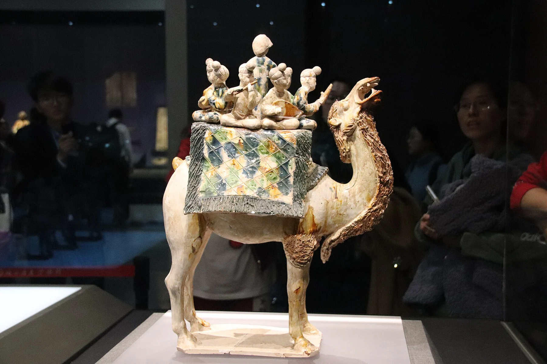 Tang sancai camel supporting a group of musicians