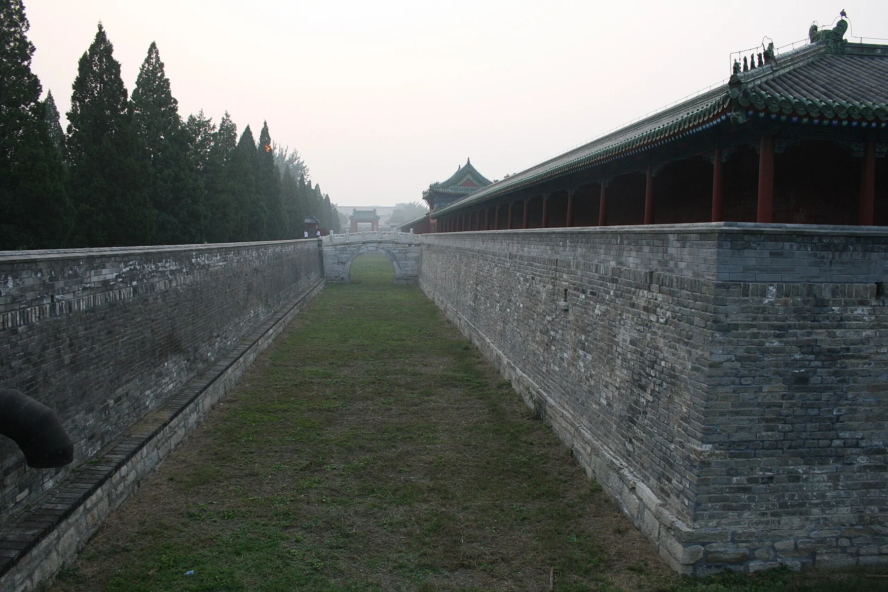 The long stone wall and moat beside the Fasting Palace.